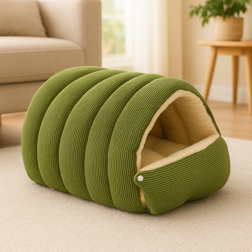 Zoolie® weiches Katzenbett für Hunde und Katzen – Höhle mit herausnehmbarem Kissen und seidigem Material