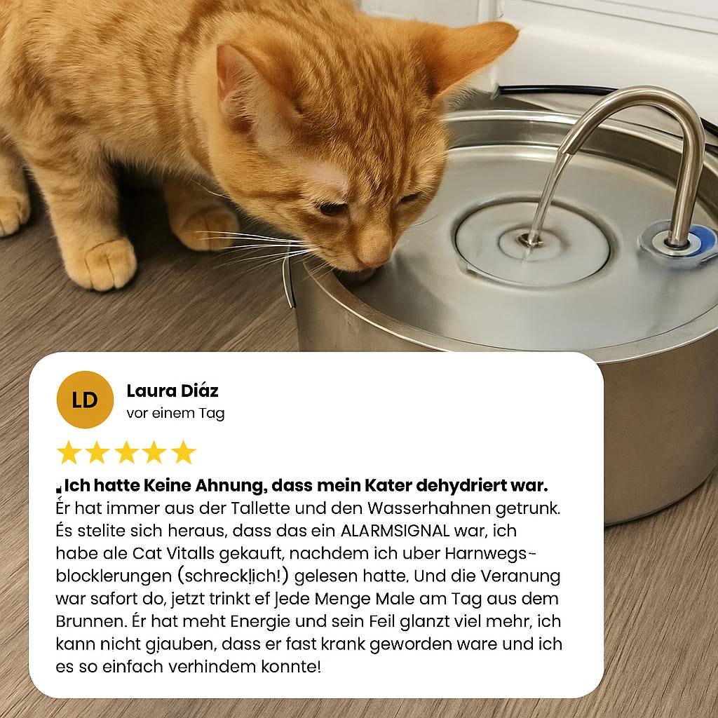 Zoolie® Automatischer Katzen-Wasserbrunnen 2,2 l aus Edelstahl, quadratisch, mit Fenster