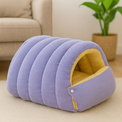 Zoolie® weiches Katzenbett für Hunde und Katzen – Höhle mit herausnehmbarem Kissen und seidigem Material