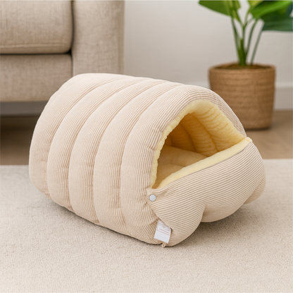 Zoolie® weiches Katzenbett für Hunde und Katzen – Höhle mit herausnehmbarem Kissen und seidigem Material