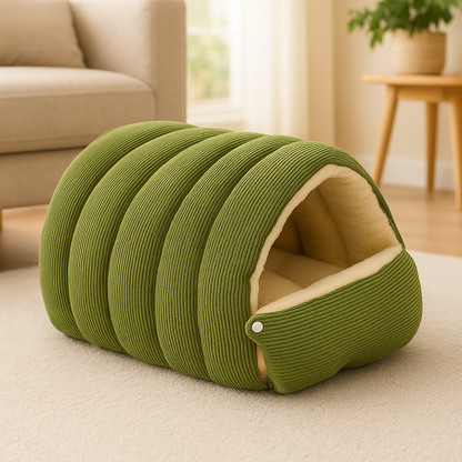 Zoolie® weiches Katzenbett für Hunde und Katzen – Höhle mit herausnehmbarem Kissen und seidigem Material