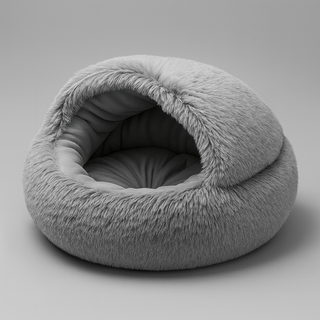 Zoolie® weiches Katzenbett für Hunde und Katzen – Höhle mit herausnehmbarem Kissen und seidigem Material