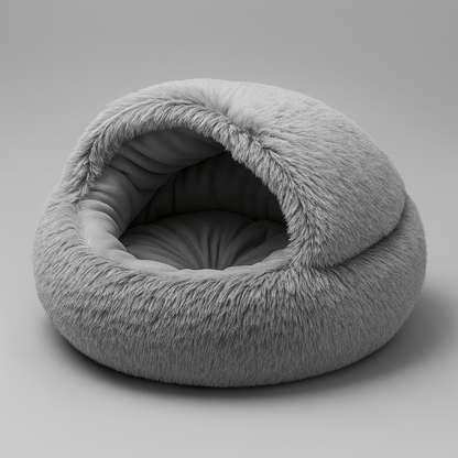 Zoolie® weiches Katzenbett für Hunde und Katzen – Höhle mit herausnehmbarem Kissen und seidigem Material