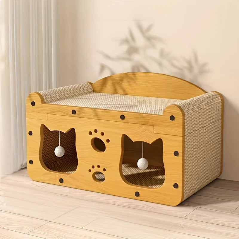 Zoolie® Katzennest mit Kratzbaum - 2-in-1 Design, stark und bequem