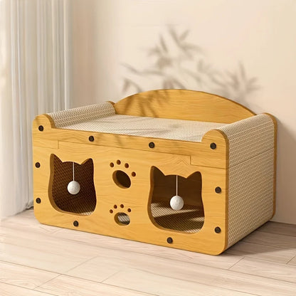 Zoolie® Katzennest mit Kratzbaum - 2-in-1 Design, stark und bequem