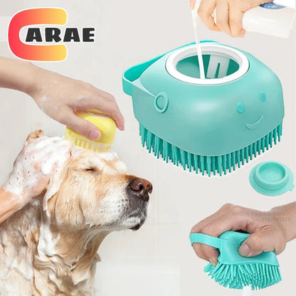 Zoolie® Hunde-Badebürste mit Shampoo-Spender – Silikonbürste für Haustiere