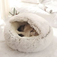 Zoolie® weiches Katzenbett für Hunde und Katzen – Höhle mit herausnehmbarem Kissen und seidigem Material